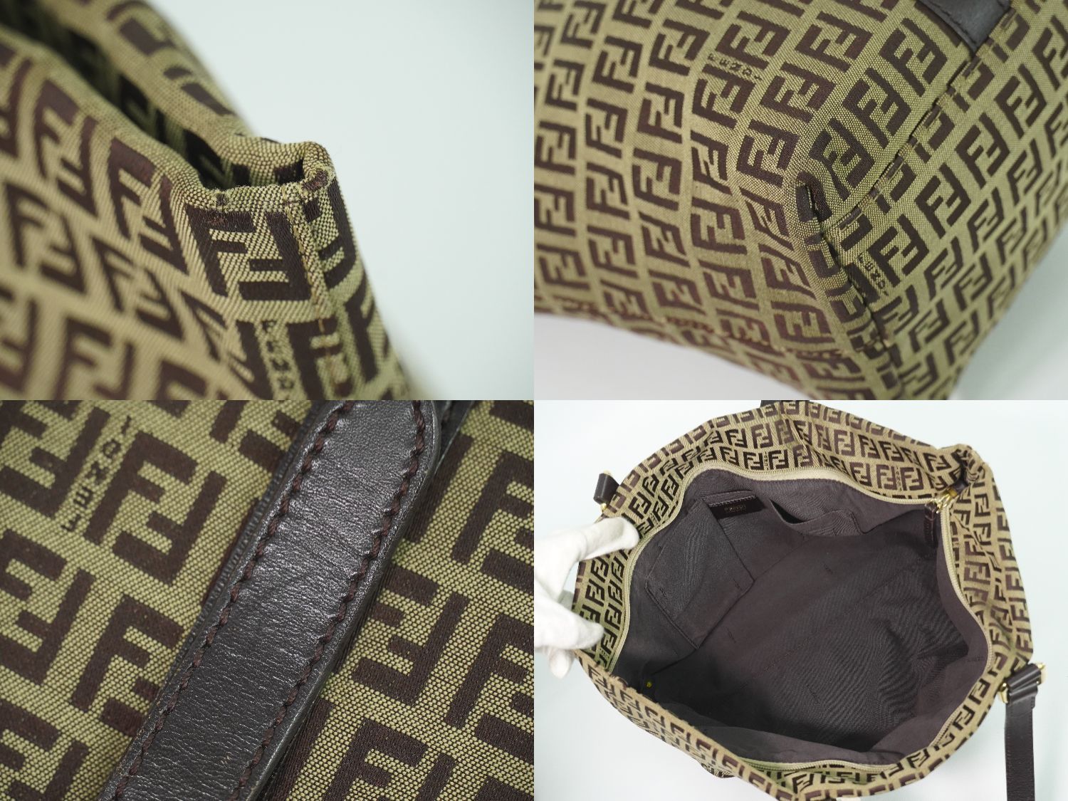 Fendi Zucchino Shoulder Bag Tote Canvas Beige — view 7