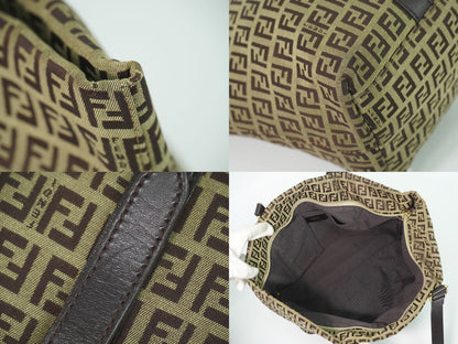Fendi Zucchino Shoulder Bag Tote Canvas Beige — view 7