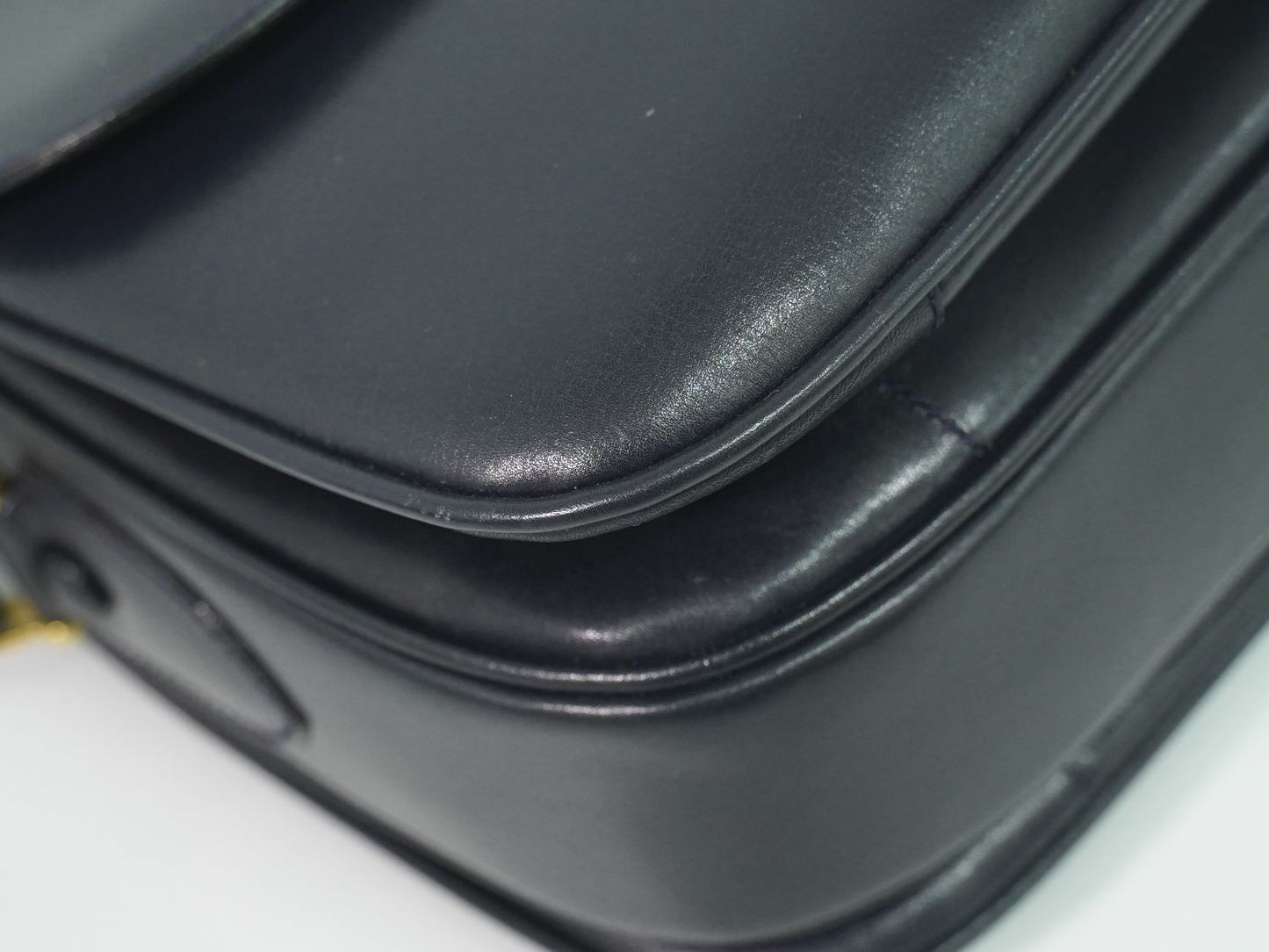 Celine Horse Shoe Shoulder Bag Leather Navy — view 7