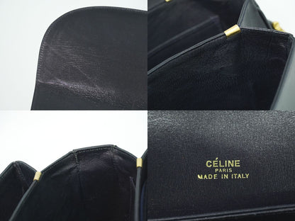Celine Horse Shoe Shoulder Bag Leather Navy — view 9