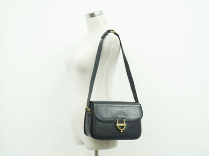 Celine Horse Shoe Shoulder Bag Leather Navy — view 6