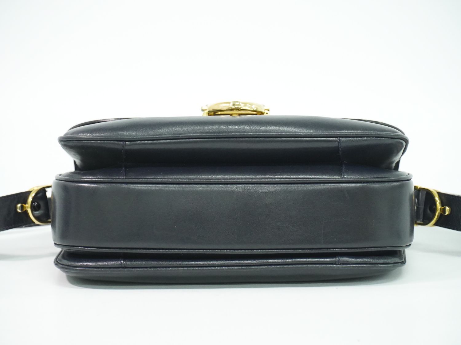 Celine Horse Shoe Shoulder Bag Leather Navy — view 3