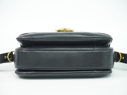 Celine Horse Shoe Shoulder Bag Leather Navy — view 3