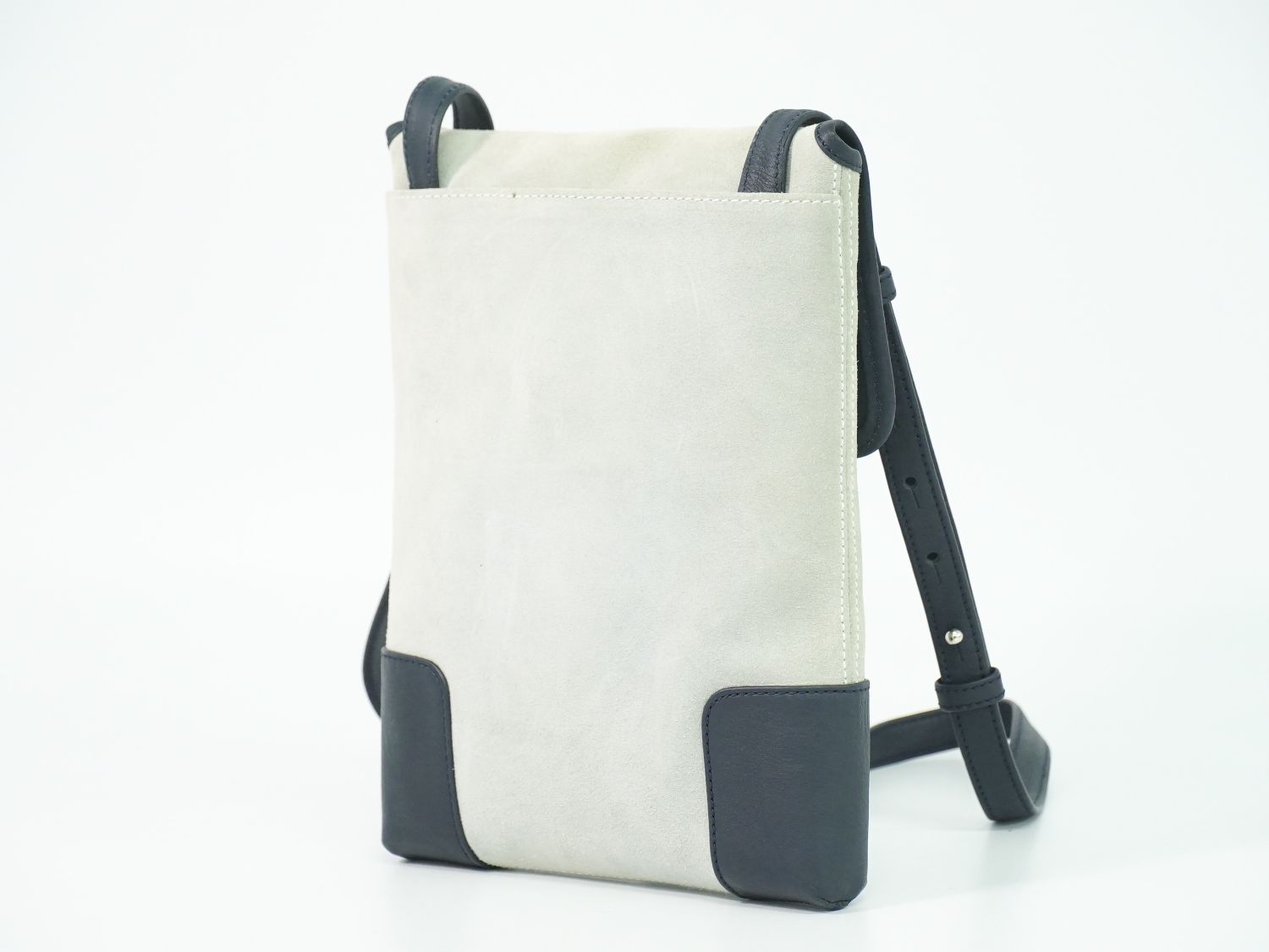 Loewe Anagram Shoulder Bag Pochette Suede Leather Blue Gray Navy — view 2
