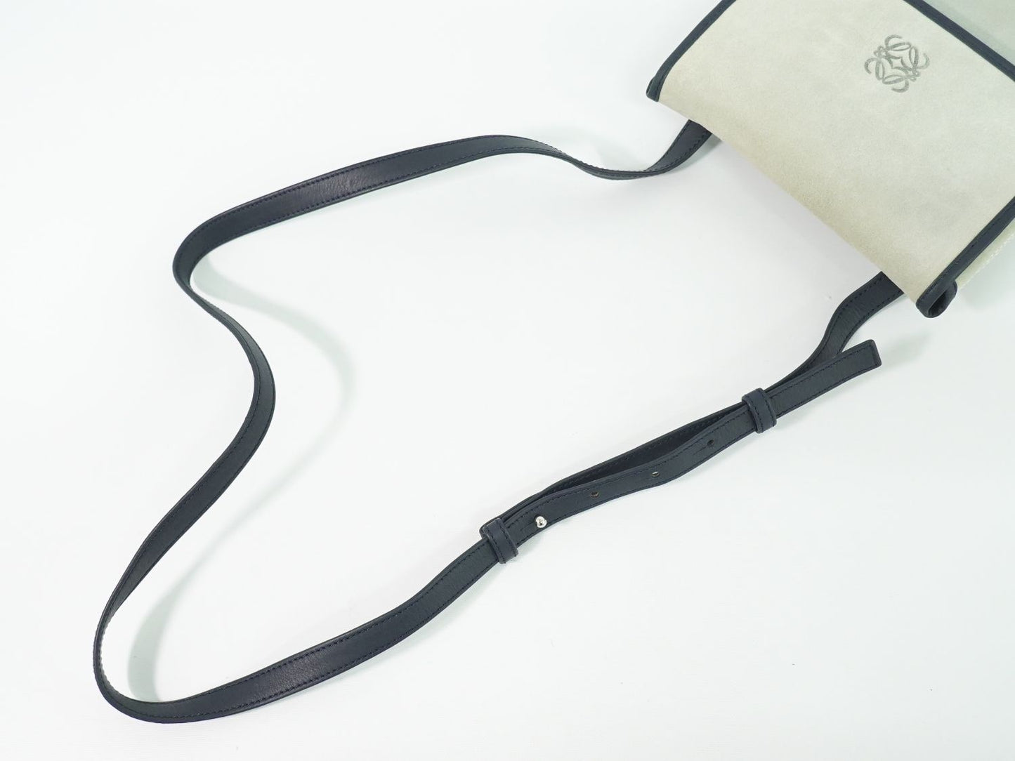 Loewe Anagram Shoulder Bag Pochette Suede Leather Blue Gray Navy — view 4