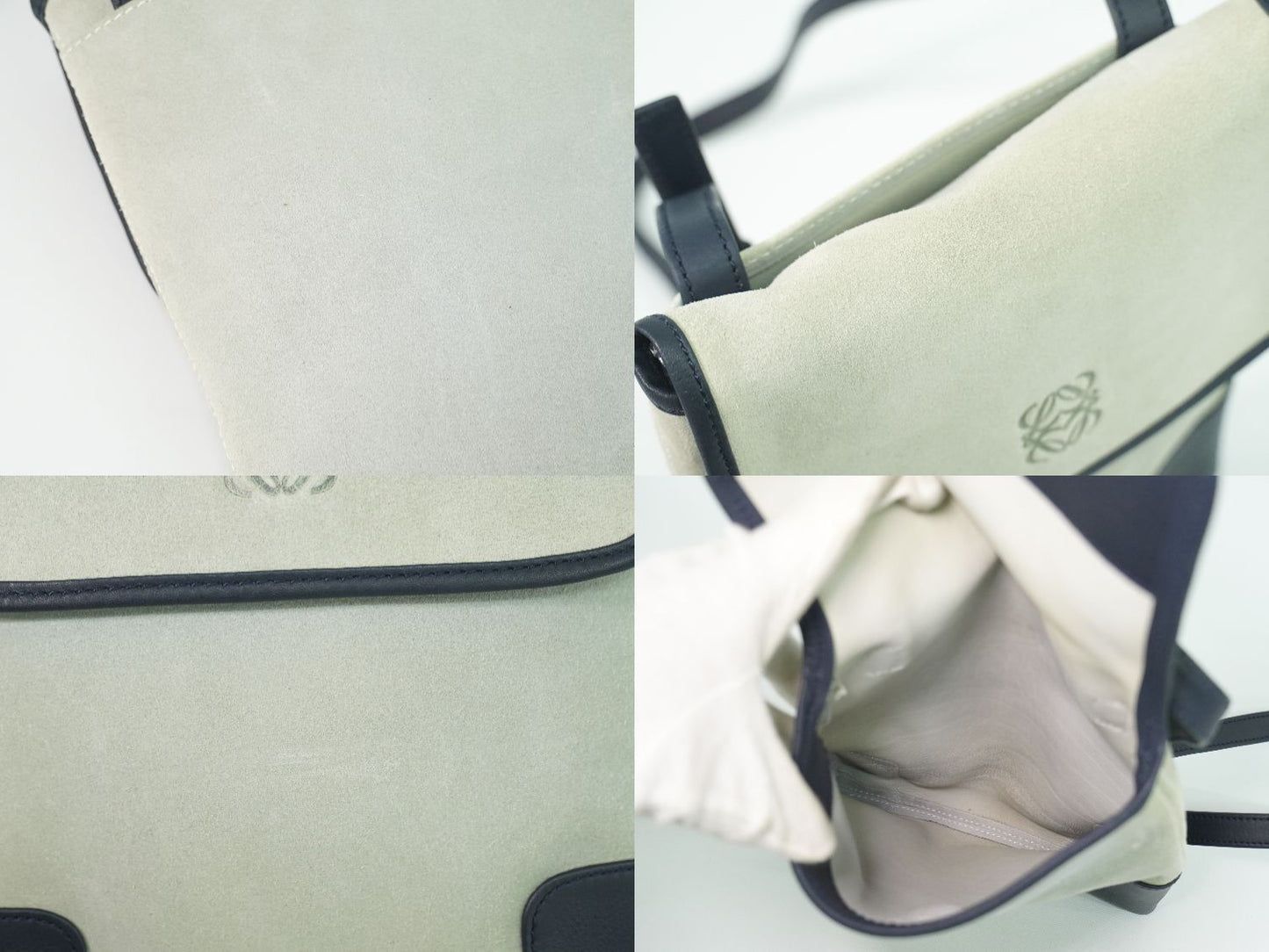 Loewe Anagram Shoulder Bag Pochette Suede Leather Blue Gray Navy — view 8