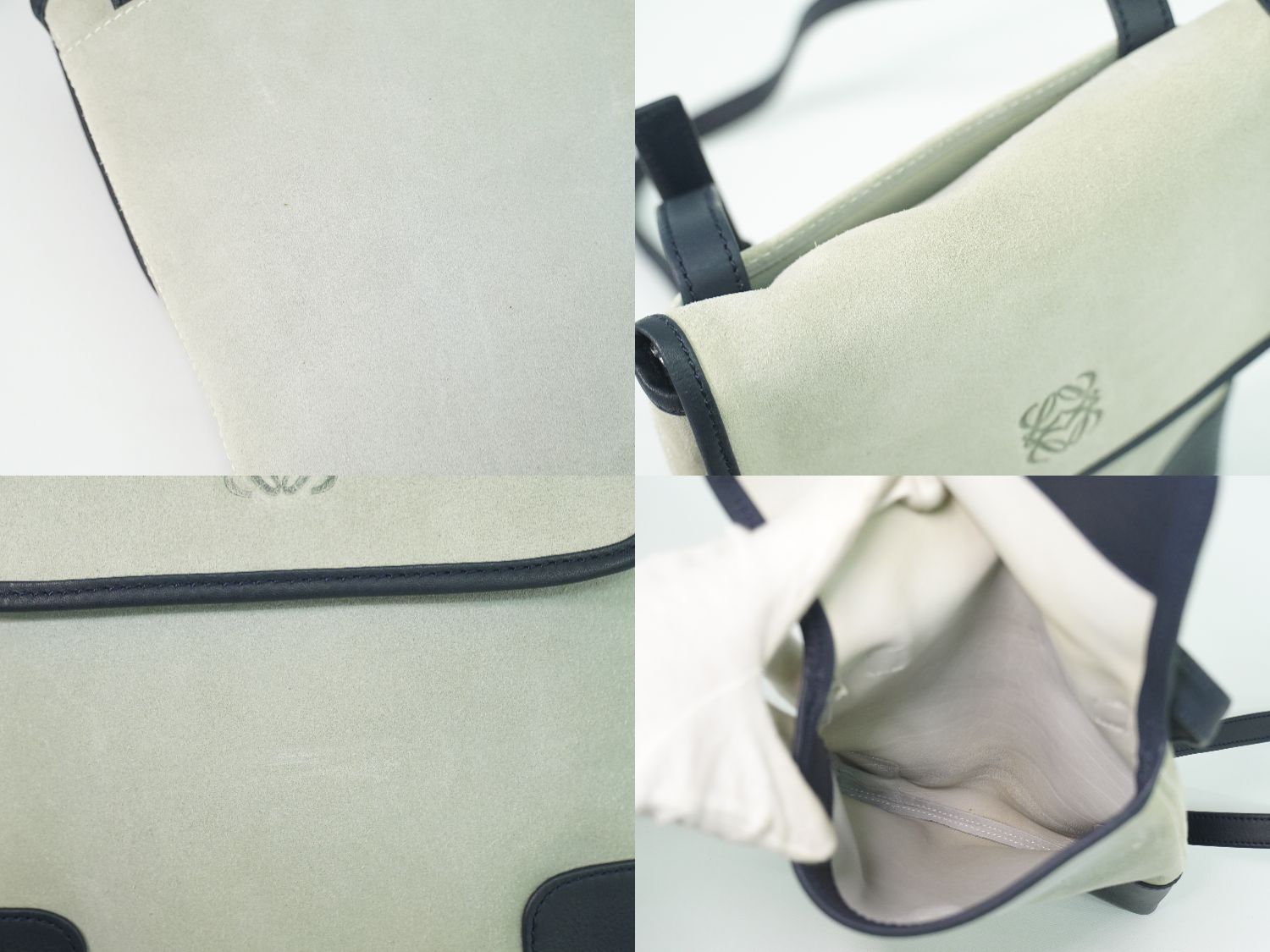 Loewe Anagram Shoulder Bag Pochette Suede Leather Blue Gray Navy — view 8