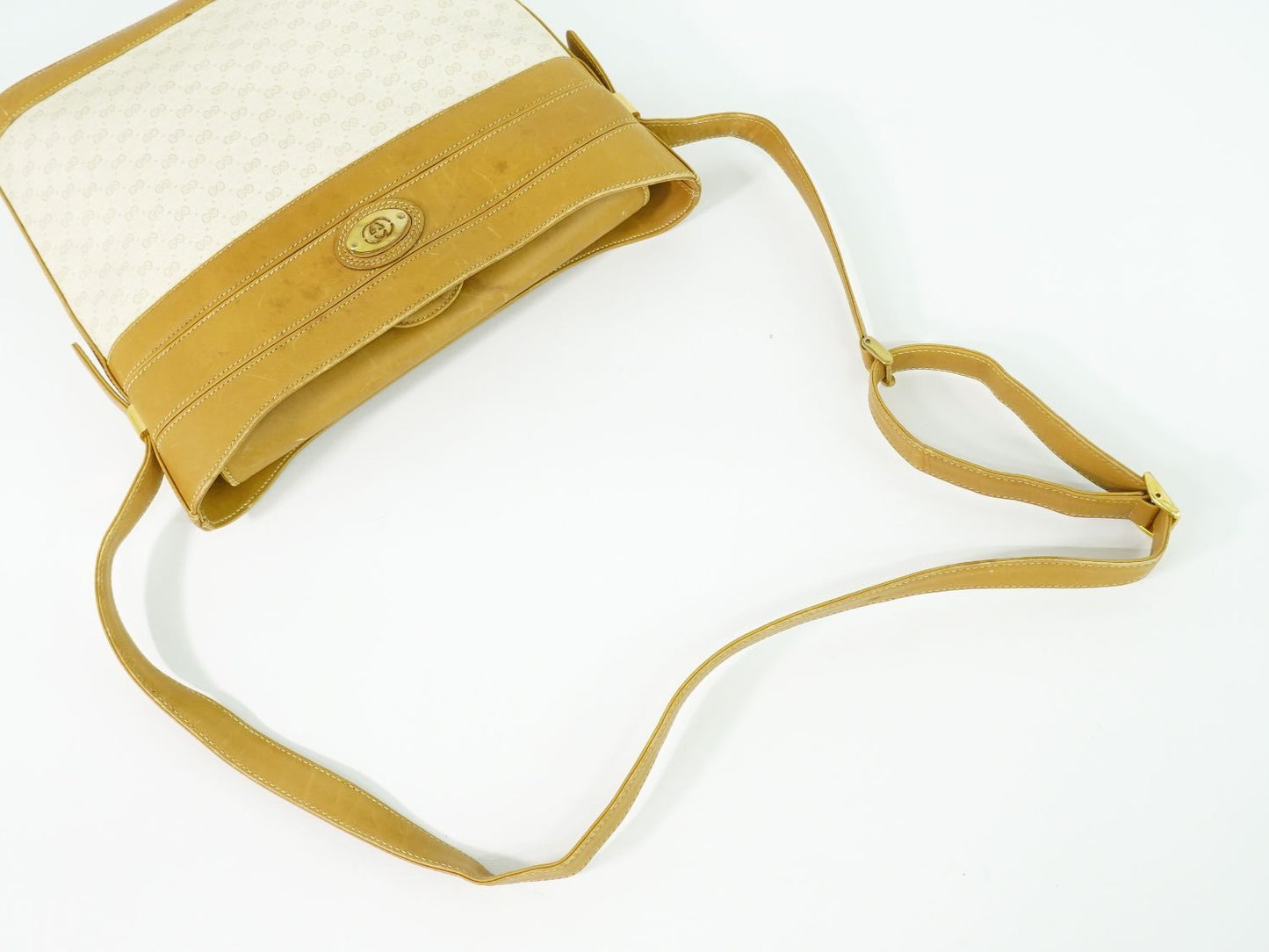 Gucci Vintage Micro GG Shoulder Bag Pochette Ivory Brown — view 4