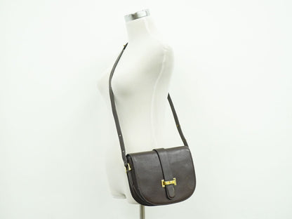 Celine Leather Shoulder Bag Pochette Brown — view 6