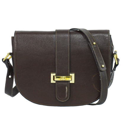 Celine Leather Shoulder Bag Pochette Brown