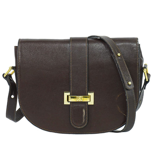 Celine Leather Shoulder Bag Pochette Brown