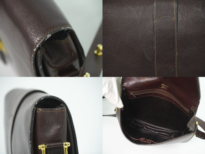 Celine Leather Shoulder Bag Pochette Brown — view 8
