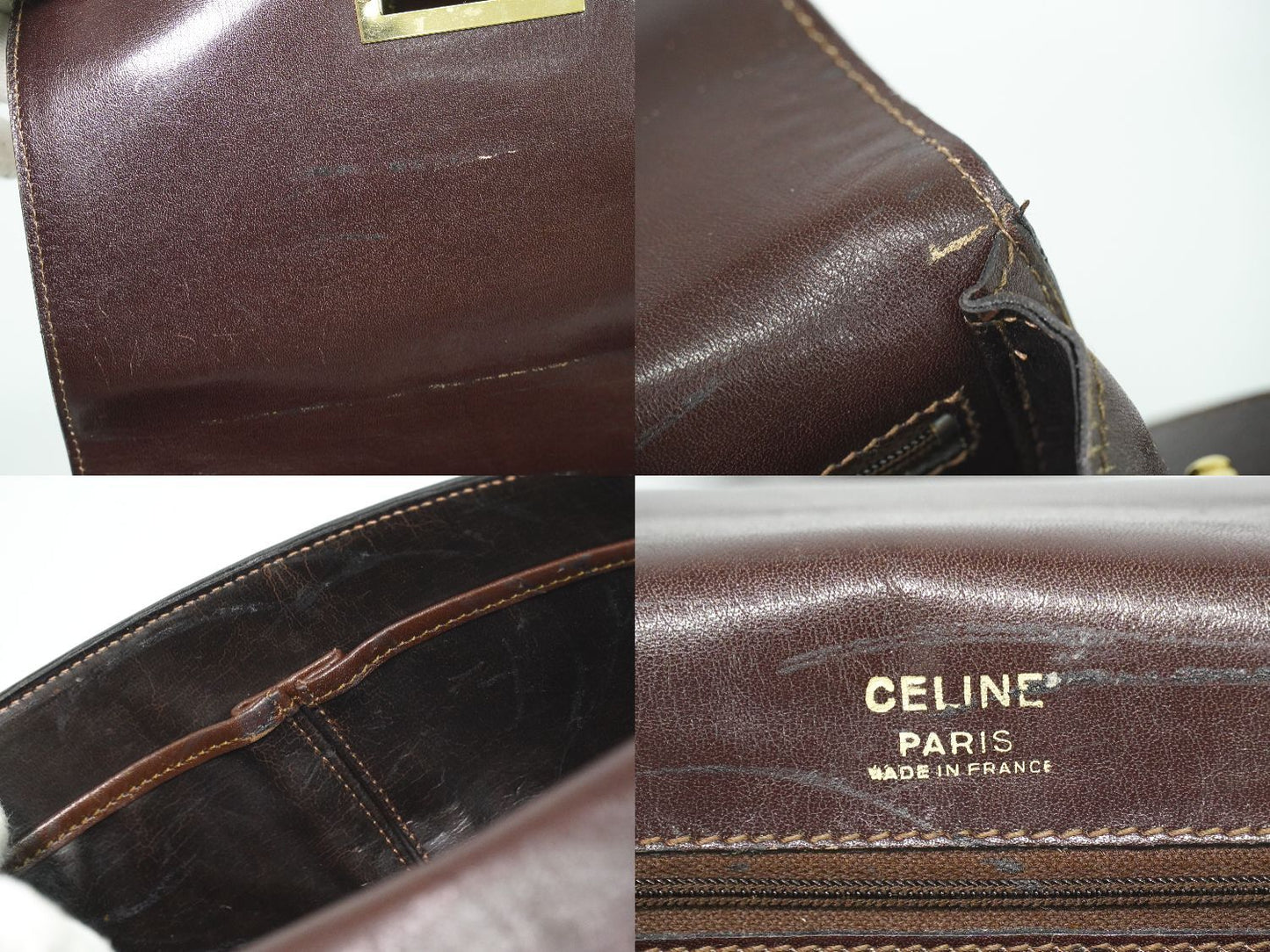 Celine Leather Shoulder Bag Pochette Brown — view 9