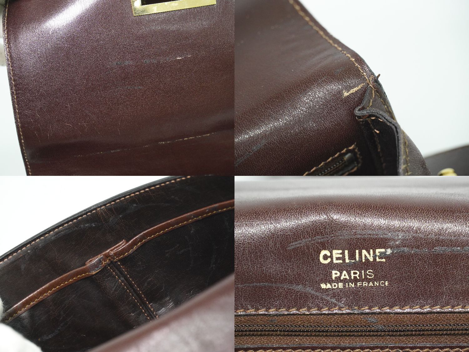 Celine Leather Shoulder Bag Pochette Brown — view 9