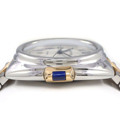 Cartier Watch Cles Guilloche Silver Dial Roman Index Date 18k Pink Gold SS — view 2