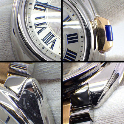 Cartier Watch Cles Guilloche Silver Dial Roman Index Date 18k Pink Gold SS — view 7
