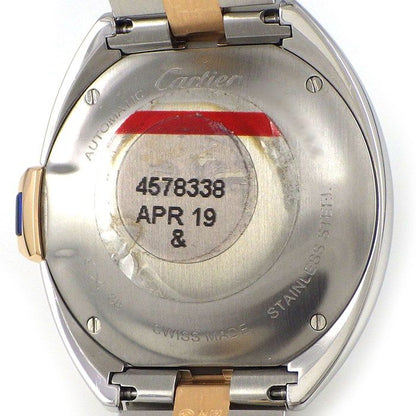 Cartier Watch Cles Guilloche Silver Dial Roman Index Date 18k Pink Gold SS — view 4