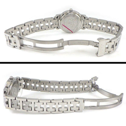 Hermes Watch Clipper Cles Diamond Bezel White Shell Dial Date SS Quartz Analog — view 3