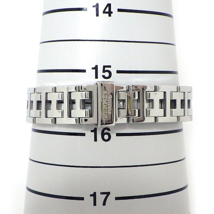 Hermes Watch Clipper Cles Diamond Bezel White Shell Dial Date SS Quartz Analog — view 7