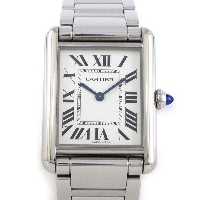 Cartier Watch Tank Mast LM Rectangular Silver Dial SS Quartz Analog