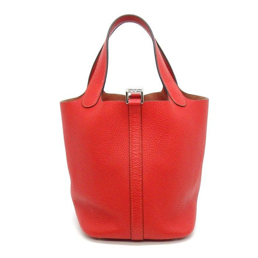 Hermes Handbag Picotin Lock PM Rouge Tomato Taurillon Clemence Silver