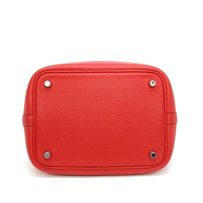 Hermes Handbag Picotin Lock PM Rouge Tomato Taurillon Clemence Silver — view 4