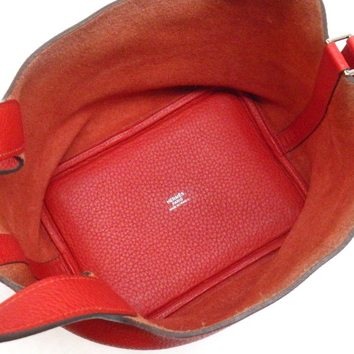 Hermes Handbag Picotin Lock PM Rouge Tomato Taurillon Clemence Silver — view 5
