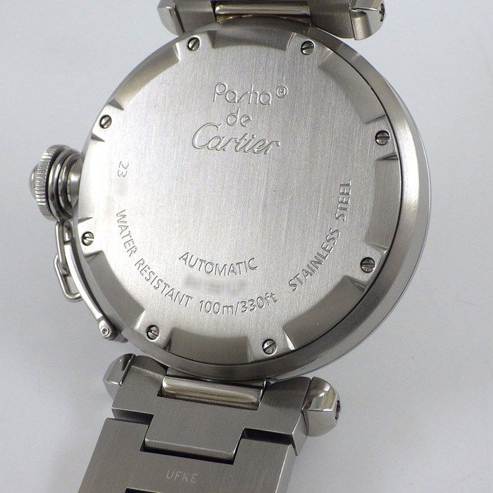 Cartier Watch Pasha C Meridian GMT Date Luminous Index Hands Grid Silver Dial — view 4