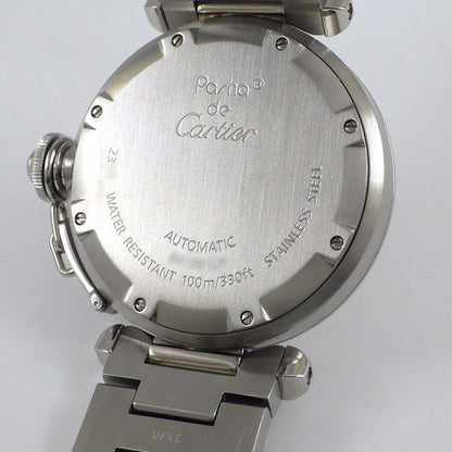 Cartier Watch Pasha C Meridian GMT Date Luminous Index Hands Grid Silver Dial — view 4