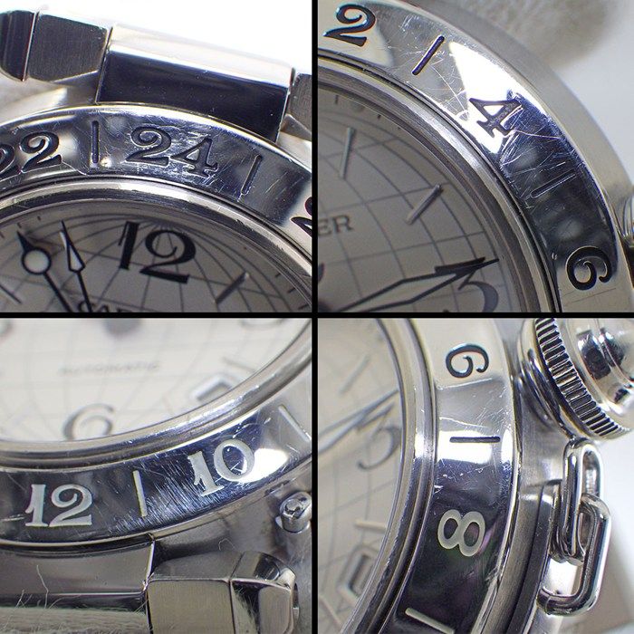 Cartier Watch Pasha C Meridian GMT Date Luminous Index Hands Grid Silver Dial — view 7