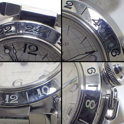 Cartier Watch Pasha C Meridian GMT Date Luminous Index Hands Grid Silver Dial — view 7
