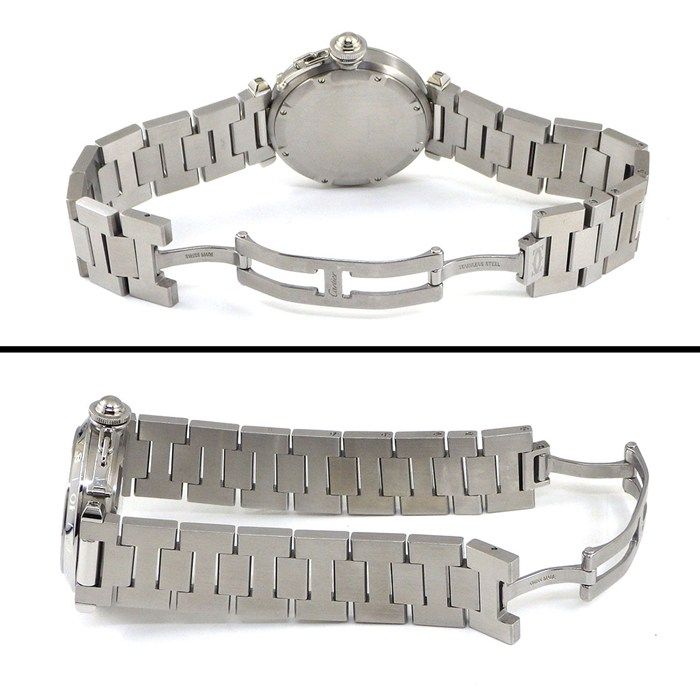Cartier Watch Pasha C Meridian GMT Date Luminous Index Hands Grid Silver Dial — view 3