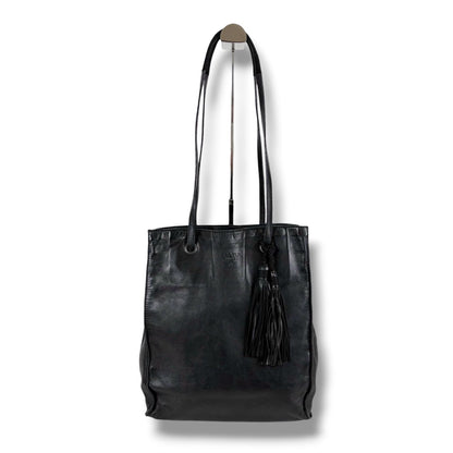 Prada Tote with Tassel Charm Shoulder Fringe Black Nappa Leather — view 2