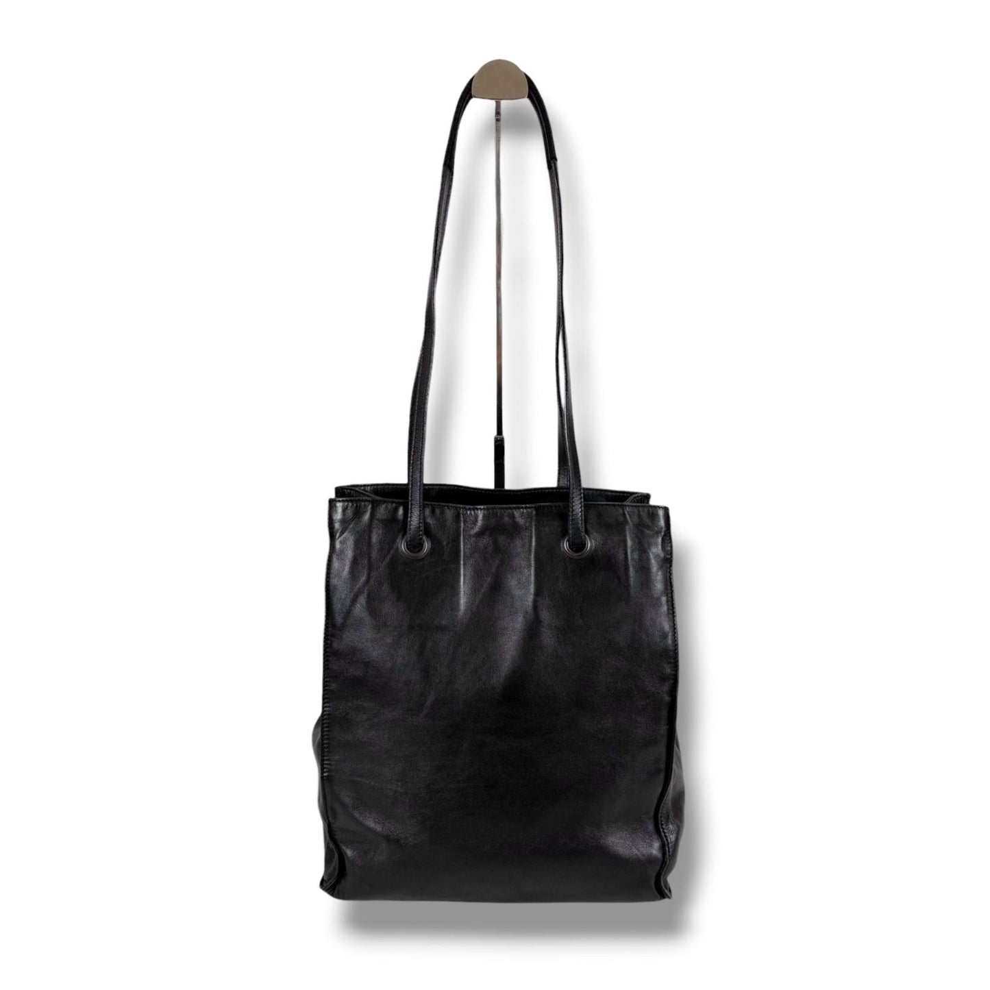 Prada Tote with Tassel Charm Shoulder Fringe Black Nappa Leather — view 3