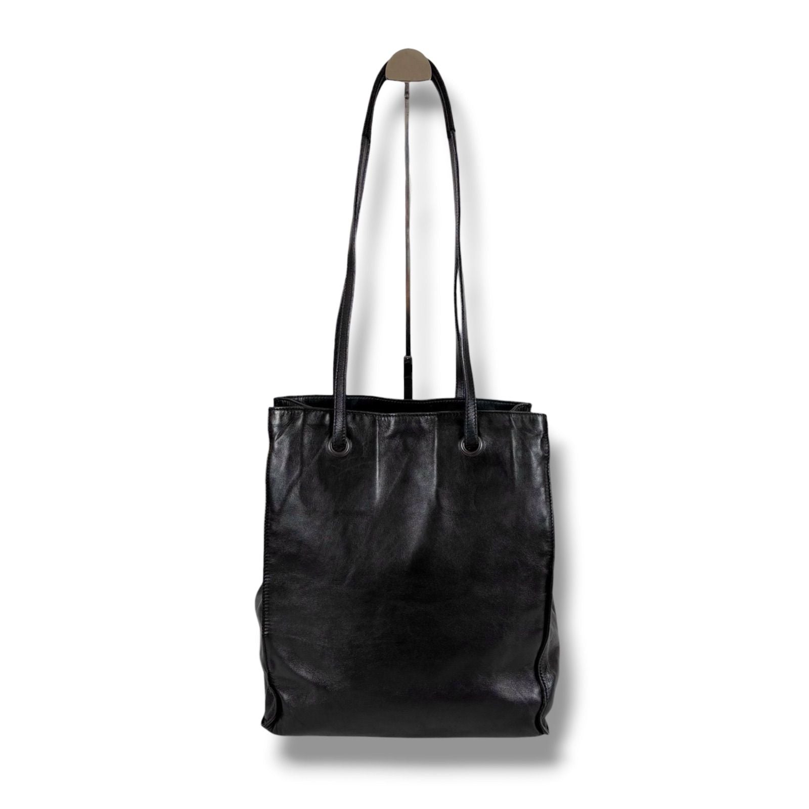 Prada Tote with Tassel Charm Shoulder Fringe Black Nappa Leather — view 3
