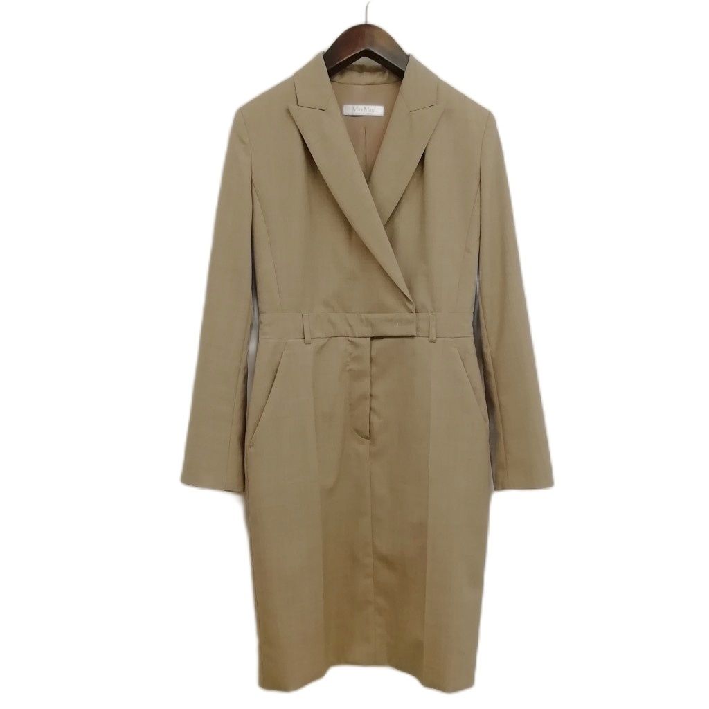 Max Mara Odessa Wrap Effect Wool Dress White Tag 38 Beige