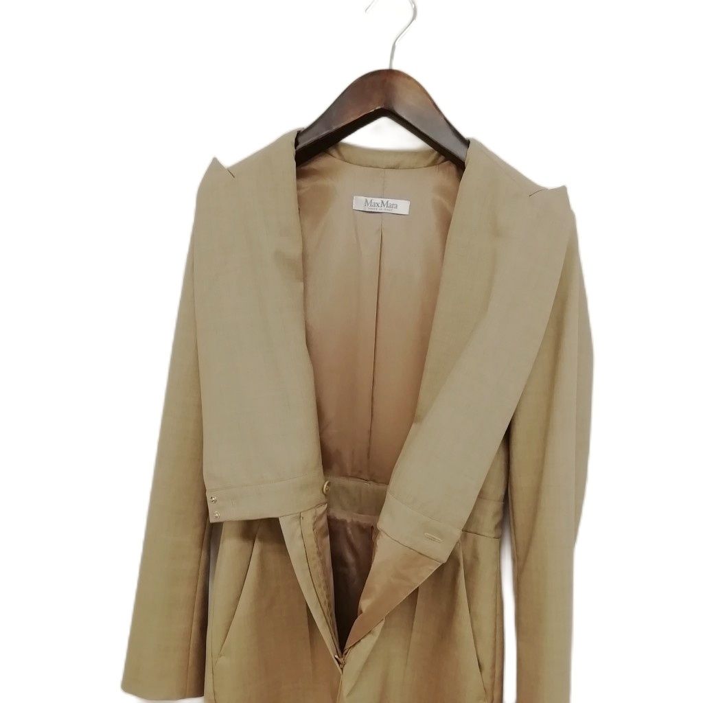 Max Mara Odessa Wrap Effect Wool Dress White Tag 38 Beige — view 2