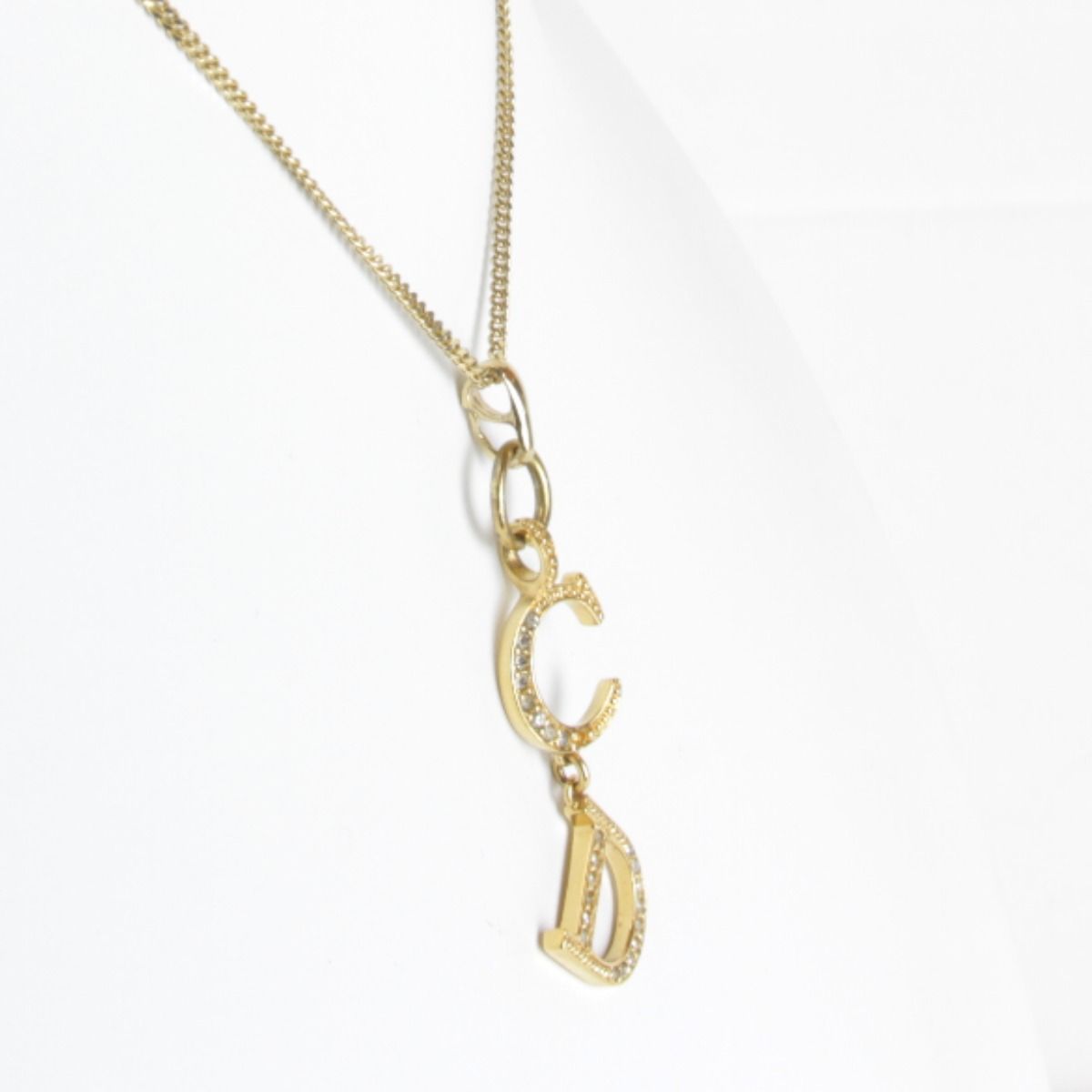 Dior Logo Necklace with Case Metal Gold Pendant — view 2