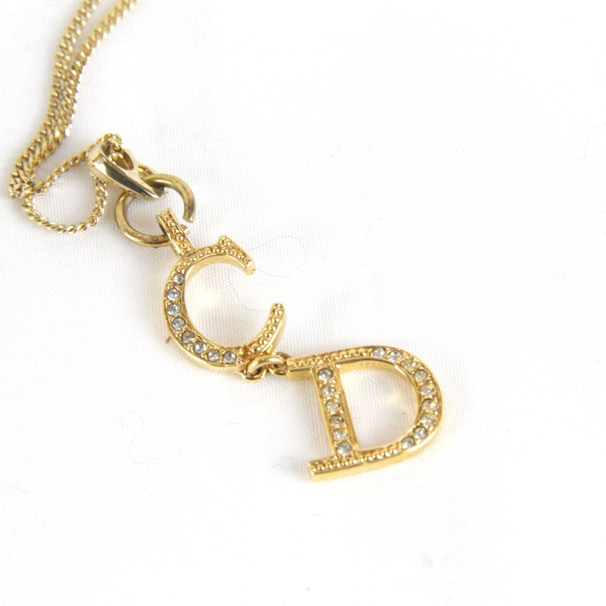Dior Logo Necklace with Case Metal Gold Pendant — view 6