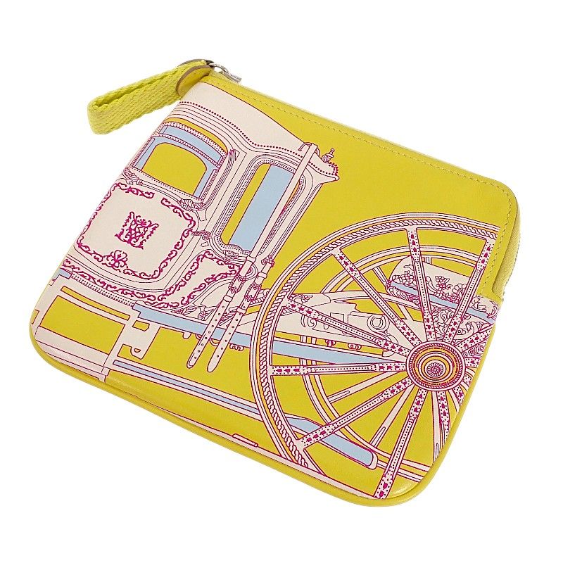 Hermes Carre Pocket Balade en Berline Pouch Voswift Yellow