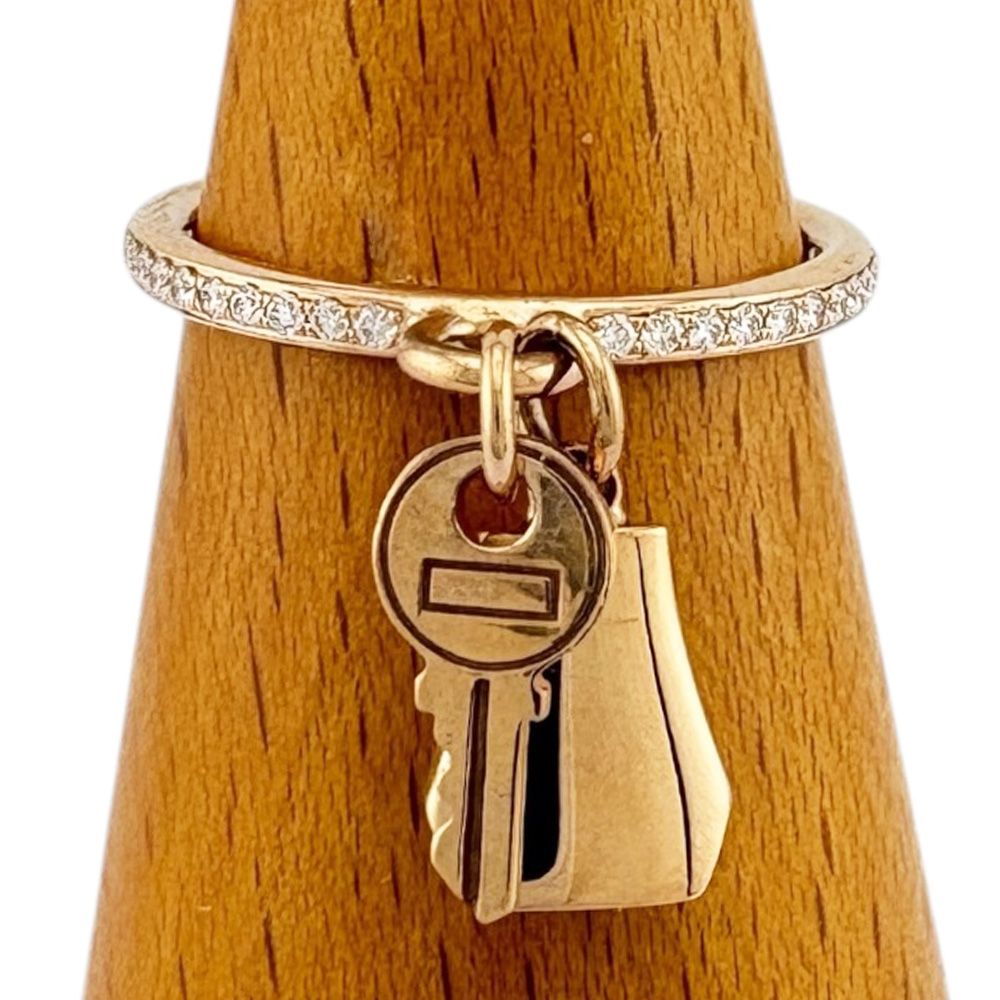 Hermes France Kelly Clochette Ring 18k Gold Diamond