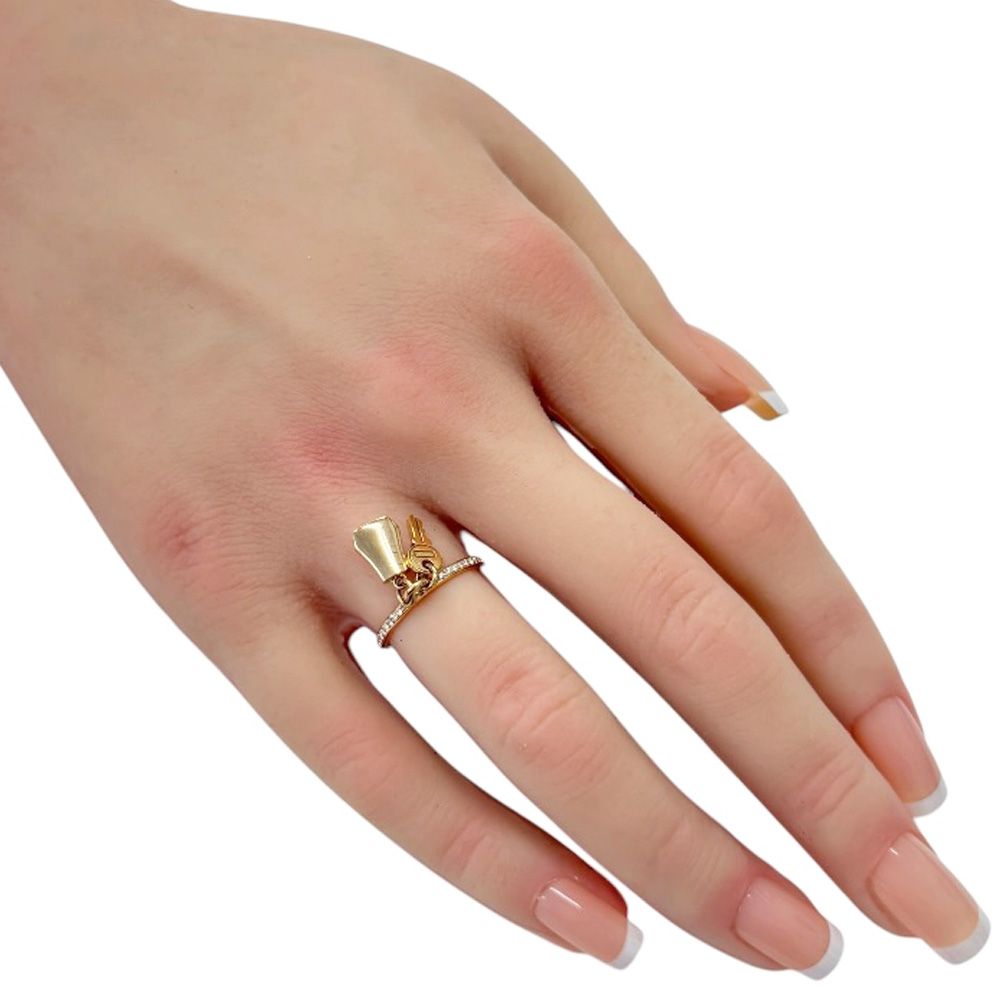 Hermes France Kelly Clochette Ring 18k Gold Diamond — view 2