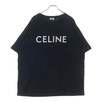 Celine Loose T-Shirt Front Logo Print Short Sleeve Black