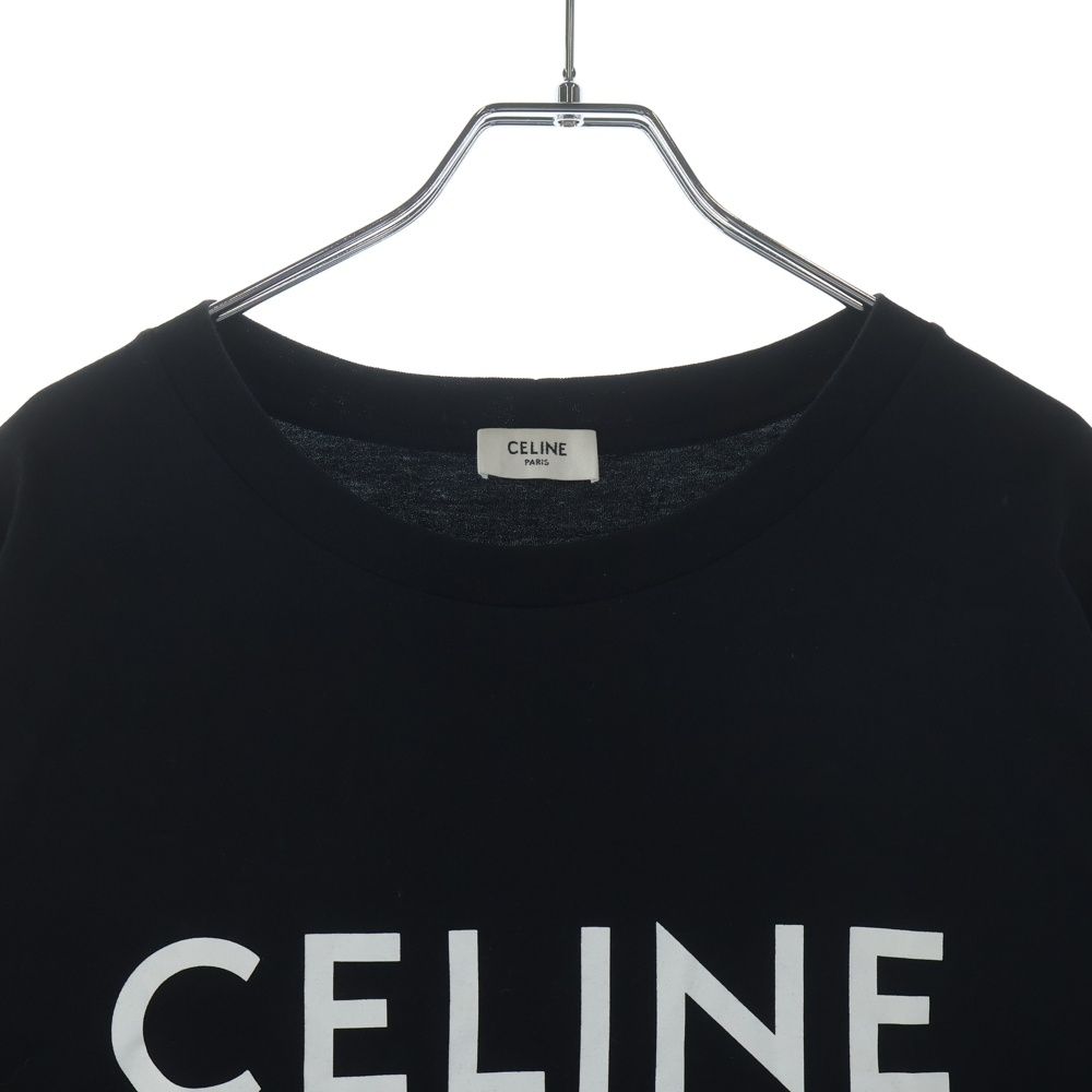 Celine Loose T-Shirt Front Logo Print Short Sleeve Black — view 3
