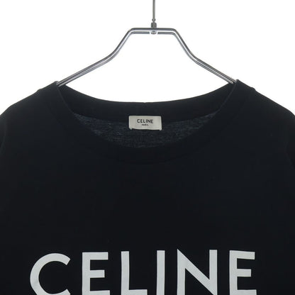 Celine Loose T-Shirt Front Logo Print Short Sleeve Black — view 3