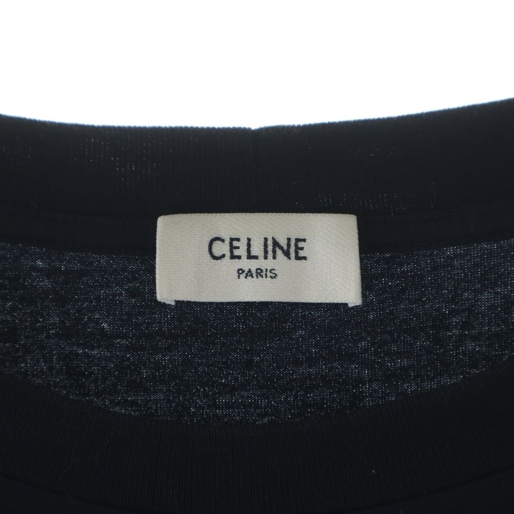 Celine Loose T-Shirt Front Logo Print Short Sleeve Black — view 7