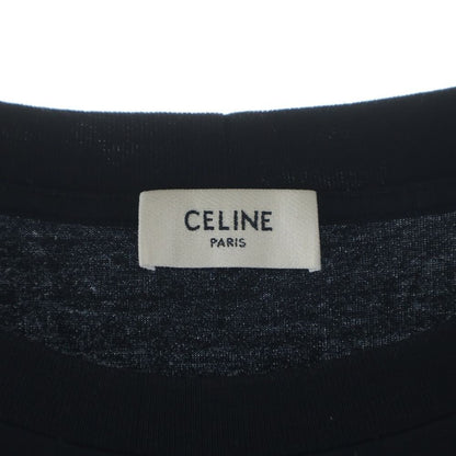 Celine Loose T-Shirt Front Logo Print Short Sleeve Black — view 7