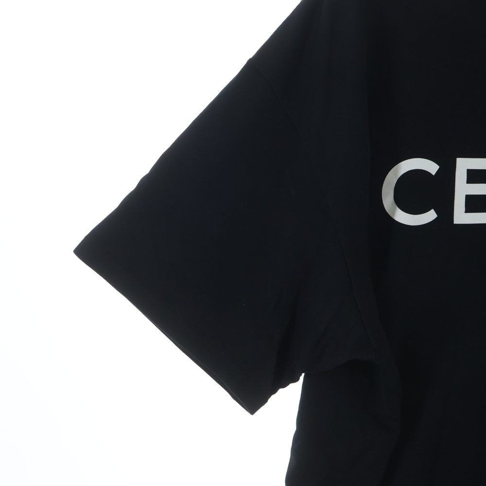 Celine Loose T-Shirt Front Logo Print Short Sleeve Black — view 4