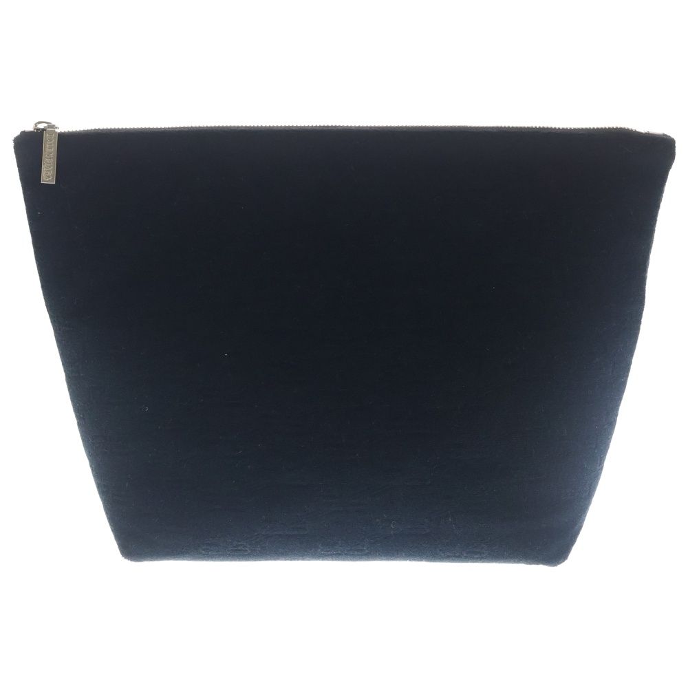 Balenciaga BB Monogram Sponge Pouch Clutch Black Pile Silver
