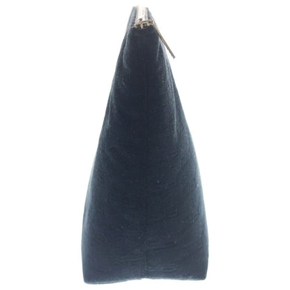 Balenciaga BB Monogram Sponge Pouch Clutch Black Pile Silver — view 3